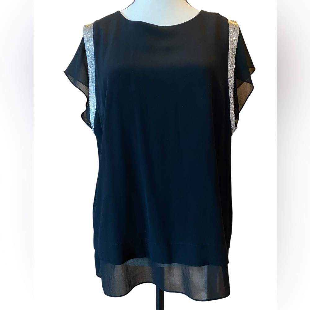 Sandro Black and Silver top, Size 3 pre-owned